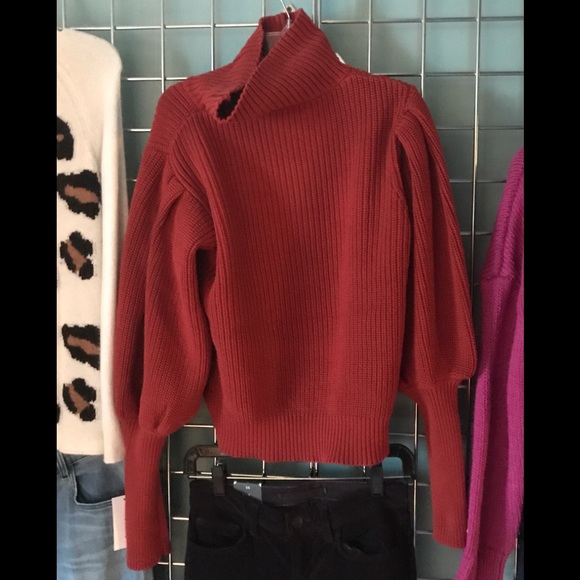Cute Callahan dark red cowl neck sweater - Picture 5 of 7